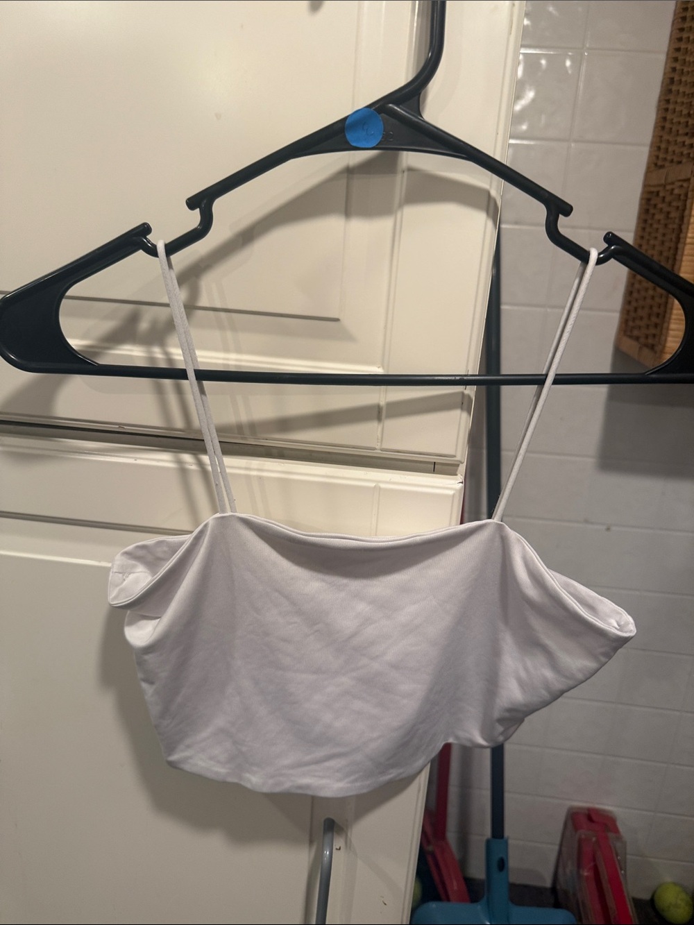 Shein White Spaghetti Strap Crop Top - Women's Basic Tank size small 8:6